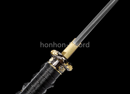 Katana à lame bleue en acier à haute teneur en carbone 1095, épée de samouraï japonais, épée complète noire 