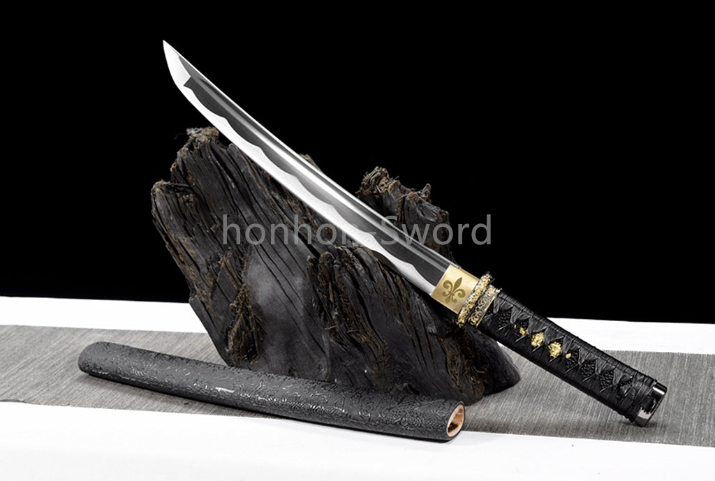 Katana à lame bleue en acier à haute teneur en carbone 1095, épée de samouraï japonais, épée complète noire 