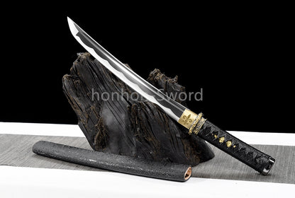 Katana à lame bleue en acier à haute teneur en carbone 1095, épée de samouraï japonais, épée complète noire 