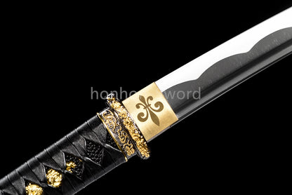 Japanese Tanto Handmade Carbon Steel Sword Full Tang Budget Sword Black
