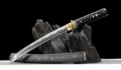 Katana à lame bleue en acier à haute teneur en carbone 1095, épée de samouraï japonais, épée complète noire 