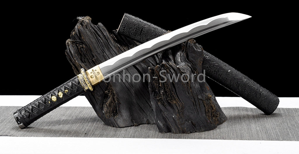 Katana à lame bleue en acier à haute teneur en carbone 1095, épée de samouraï japonais, épée complète noire 