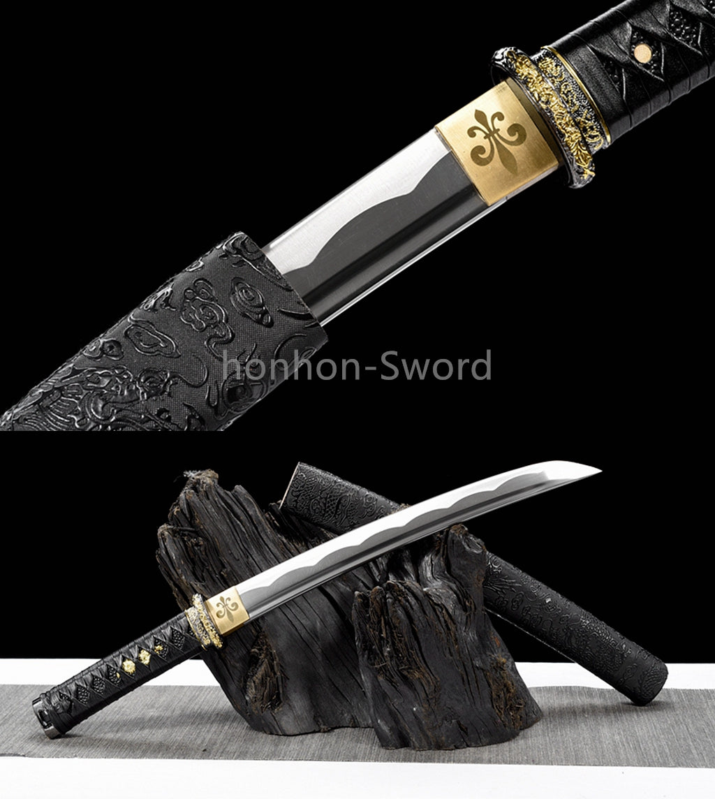 Katana à lame bleue en acier à haute teneur en carbone 1095, épée de samouraï japonais, épée complète noire 