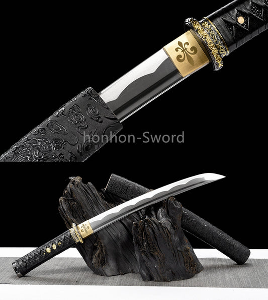 Katana à lame bleue en acier à haute teneur en carbone 1095, épée de samouraï japonais, épée complète noire 