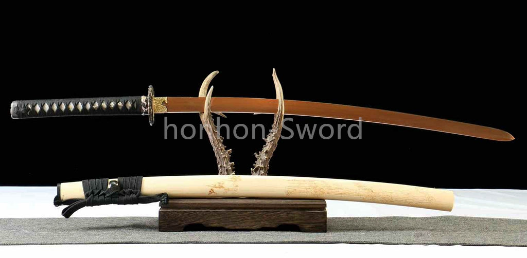 1095 High Carbon Steel Blade Japanese Samurai Katana Sword Sharp White Saya