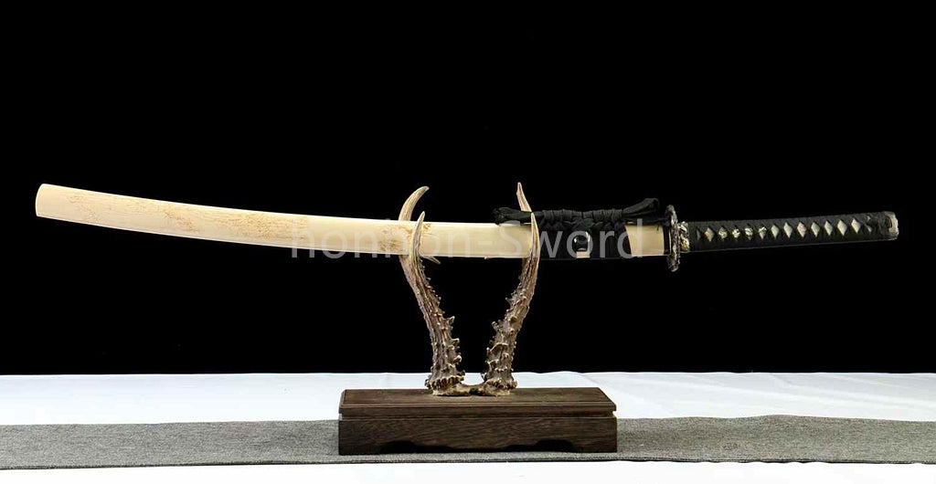 1095 High Carbon Steel Blade Japanese Samurai Katana Sword Sharp White Saya