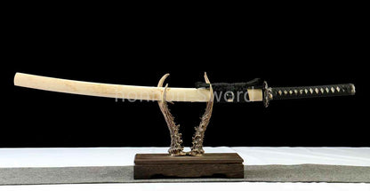 1095 High Carbon Steel Blade Japanese Samurai Katana Sword Sharp White Saya