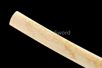 1095 High Carbon Steel Blade Japanese Samurai Katana Sword Sharp White Saya