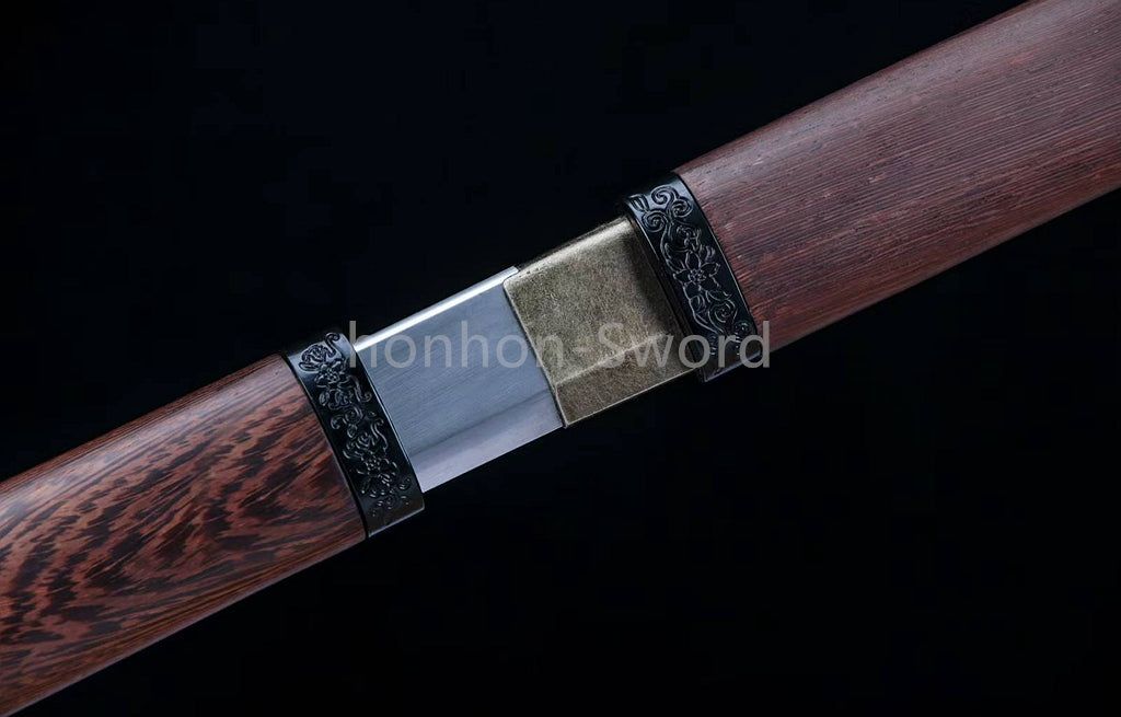 High Manganese Steel Chinese Tang Dynasty Jian Chinese Jian Sword Rosewood Sheath