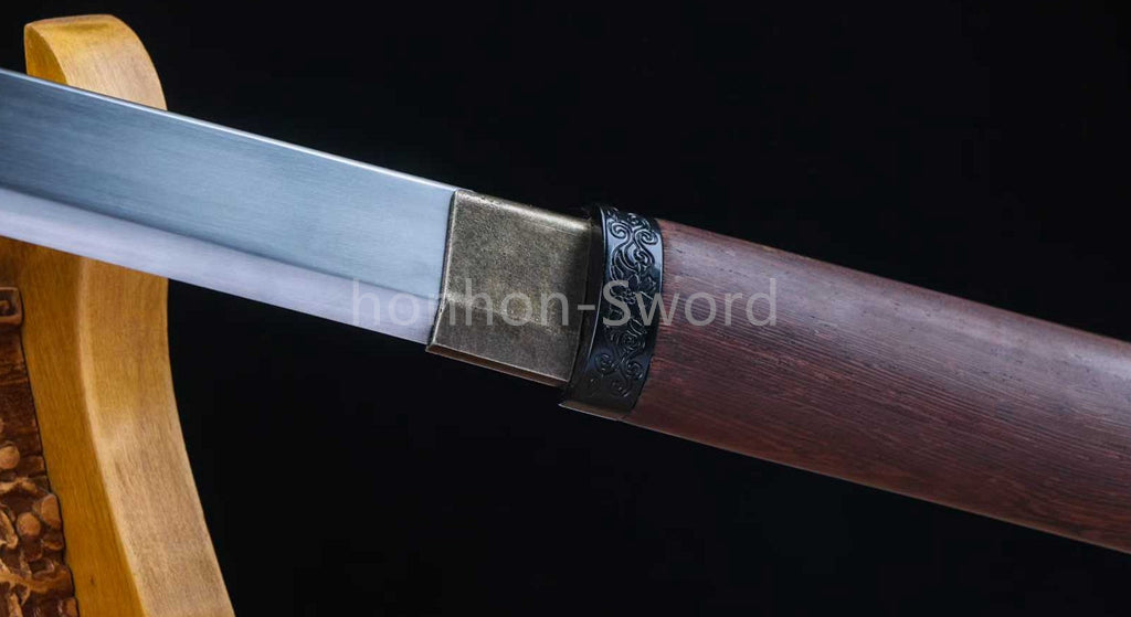 High Manganese Steel Chinese Tang Dynasty Jian Chinese Jian Sword Rosewood Sheath