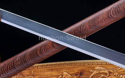 High Manganese Steel Chinese Tang Dynasty Jian Chinese Jian Sword Rosewood Sheath