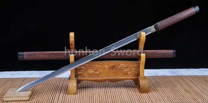 High Manganese Steel Chinese Tang Dynasty Jian Chinese Jian Sword Rosewood Sheath
