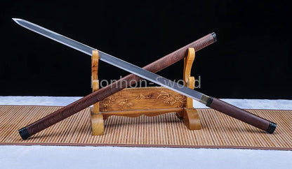 High Manganese Steel Chinese Tang Dynasty Jian Chinese Jian Sword Rosewood Sheath