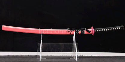 Japanisches Katana-Samurai-Schwert aus hochmanganhaltigem Stahl, Full Tang, kampfbereit, goldene weiße Saya 