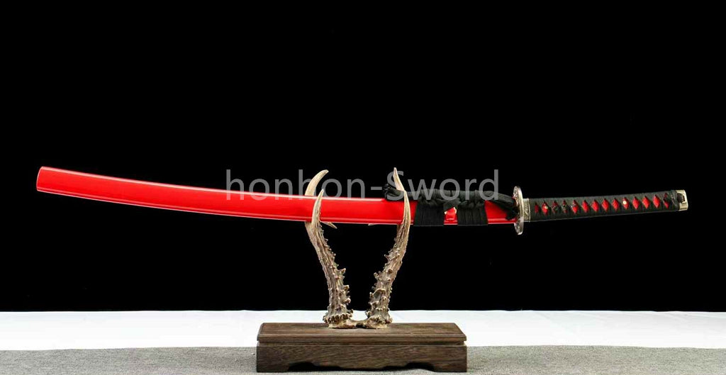 Katana en acier à haute teneur en manganèse, épée de samouraï japonais, prête pour la bataille, Saya blanche dorée 