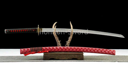 Katana en acier à haute teneur en manganèse, épée de samouraï japonais, prête pour la bataille, Saya blanche dorée 