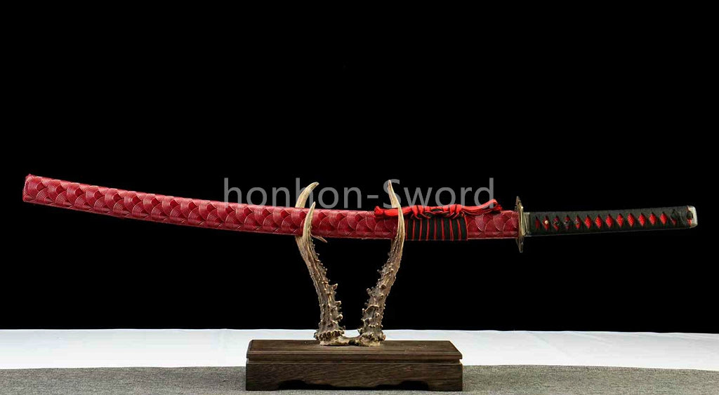 Katana en acier à haute teneur en manganèse, épée de samouraï japonais, prête pour la bataille, Saya blanche dorée 