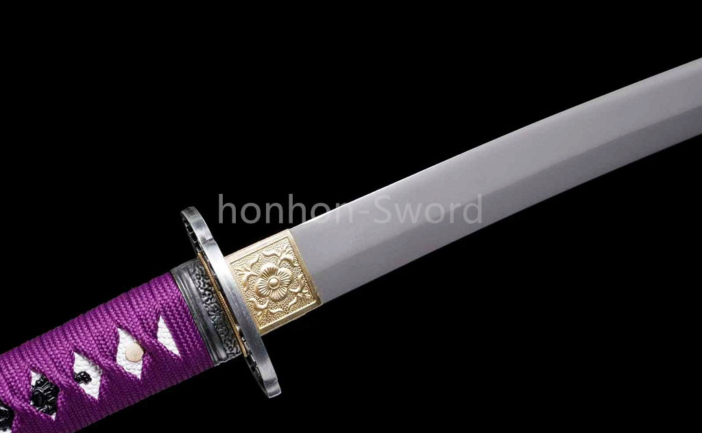 1095 Kohlenstoffstahl Katana Blaue Klinge Japanisches Samurai-Schwert Full Tang Schwarz 