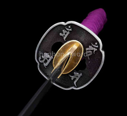 1095 Kohlenstoffstahl Katana Blaue Klinge Japanisches Samurai-Schwert Full Tang Schwarz 