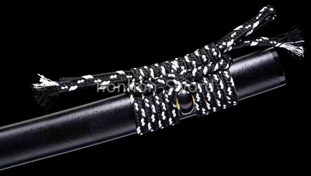 1095 Kohlenstoffstahl Katana Blaue Klinge Japanisches Samurai-Schwert Full Tang Schwarz 