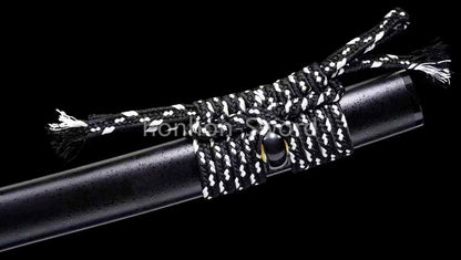 1095 Kohlenstoffstahl Katana Blaue Klinge Japanisches Samurai-Schwert Full Tang Schwarz 