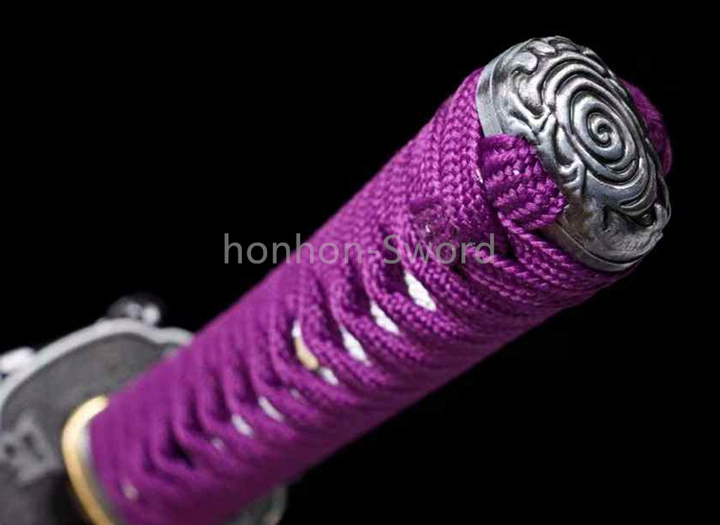 1095 Kohlenstoffstahl Katana Blaue Klinge Japanisches Samurai-Schwert Full Tang Schwarz 