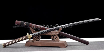 Katana en acier à haute teneur en manganèse, épée de samouraï japonais, prête pour la bataille, Saya blanche dorée 