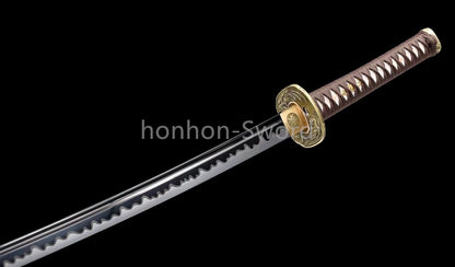 Katana en acier à haute teneur en manganèse, épée de samouraï japonais, prête pour la bataille, Saya blanche dorée 