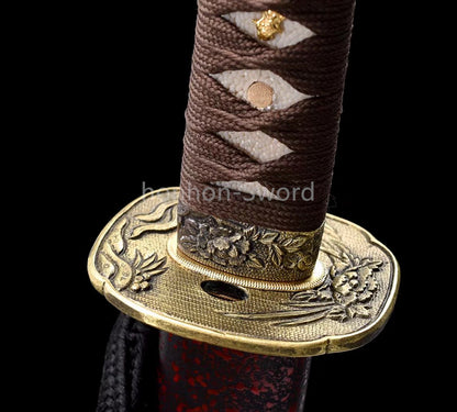 Katana en acier à haute teneur en manganèse, épée de samouraï japonais, prête pour la bataille, Saya blanche dorée 