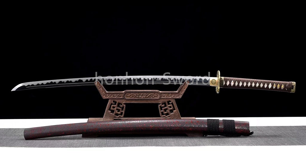 Katana en acier à haute teneur en manganèse, épée de samouraï japonais, prête pour la bataille, Saya blanche dorée 