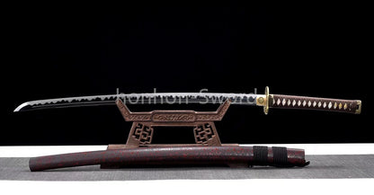 Katana en acier à haute teneur en manganèse, épée de samouraï japonais, prête pour la bataille, Saya blanche dorée 