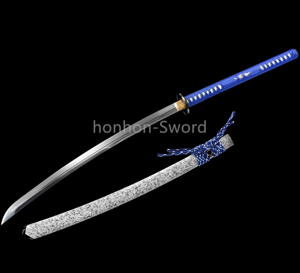 Katana en acier à haute teneur en manganèse, épée de samouraï japonais, prête pour la bataille, Saya blanche dorée 