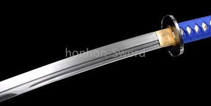 Katana en acier à haute teneur en manganèse, épée de samouraï japonais, prête pour la bataille, Saya blanche dorée 