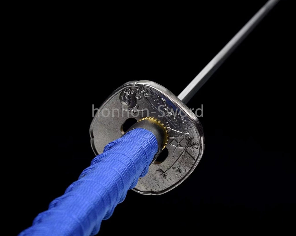 Katana en acier à haute teneur en manganèse, épée de samouraï japonais, prête pour la bataille, Saya blanche dorée 