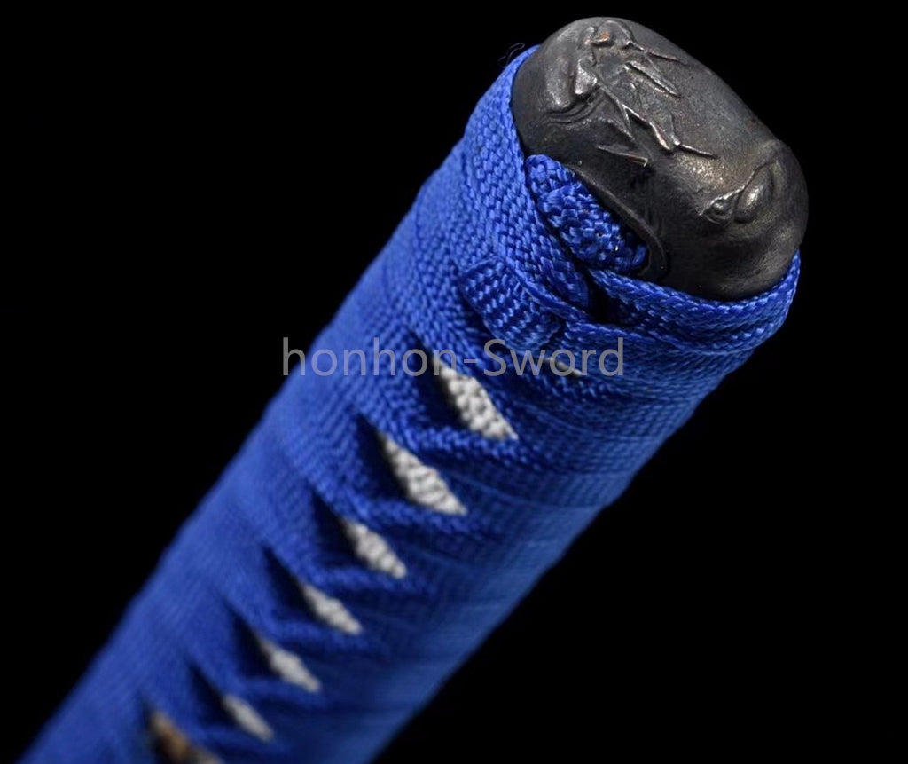 Katana en acier à haute teneur en manganèse, épée de samouraï japonais, prête pour la bataille, Saya blanche dorée 