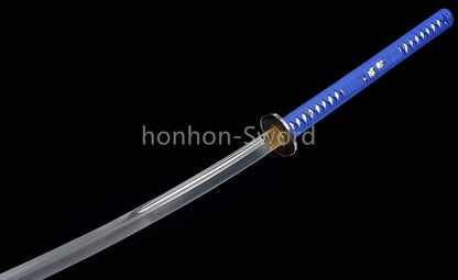 Katana en acier à haute teneur en manganèse, épée de samouraï japonais, prête pour la bataille, Saya blanche dorée 