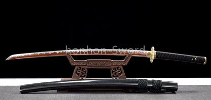 Katana en acier à haute teneur en manganèse, épée de samouraï japonais, prête pour la bataille, Saya blanche dorée 