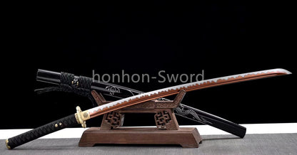 Katana en acier à haute teneur en manganèse, épée de samouraï japonais, prête pour la bataille, Saya blanche dorée 