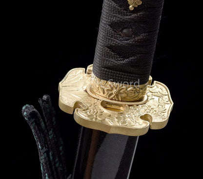 Katana en acier à haute teneur en manganèse, épée de samouraï japonais, prête pour la bataille, Saya blanche dorée 