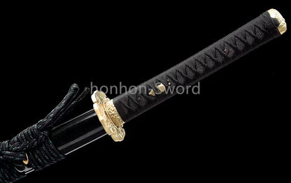 Katana en acier à haute teneur en manganèse, épée de samouraï japonais, prête pour la bataille, Saya blanche dorée 