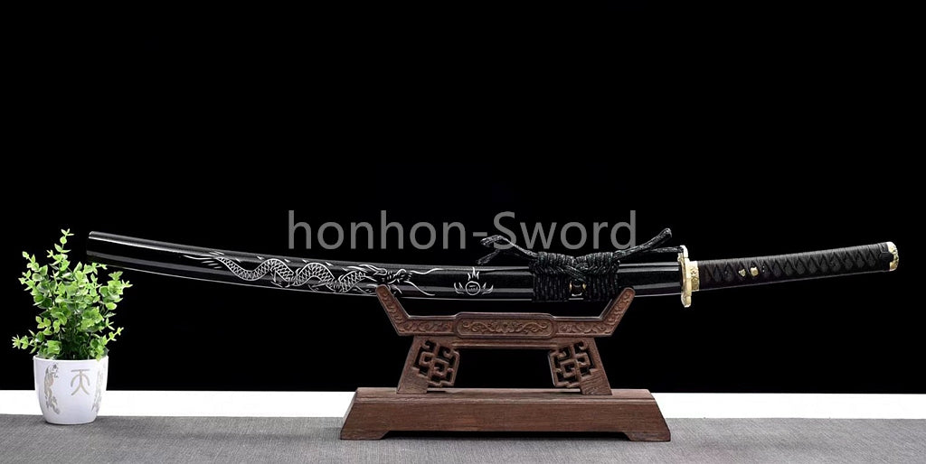 Katana en acier à haute teneur en manganèse, épée de samouraï japonais, prête pour la bataille, Saya blanche dorée 