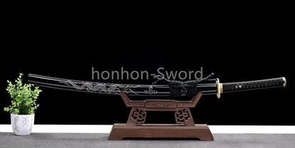 Katana en acier à haute teneur en manganèse, épée de samouraï japonais, prête pour la bataille, Saya blanche dorée 