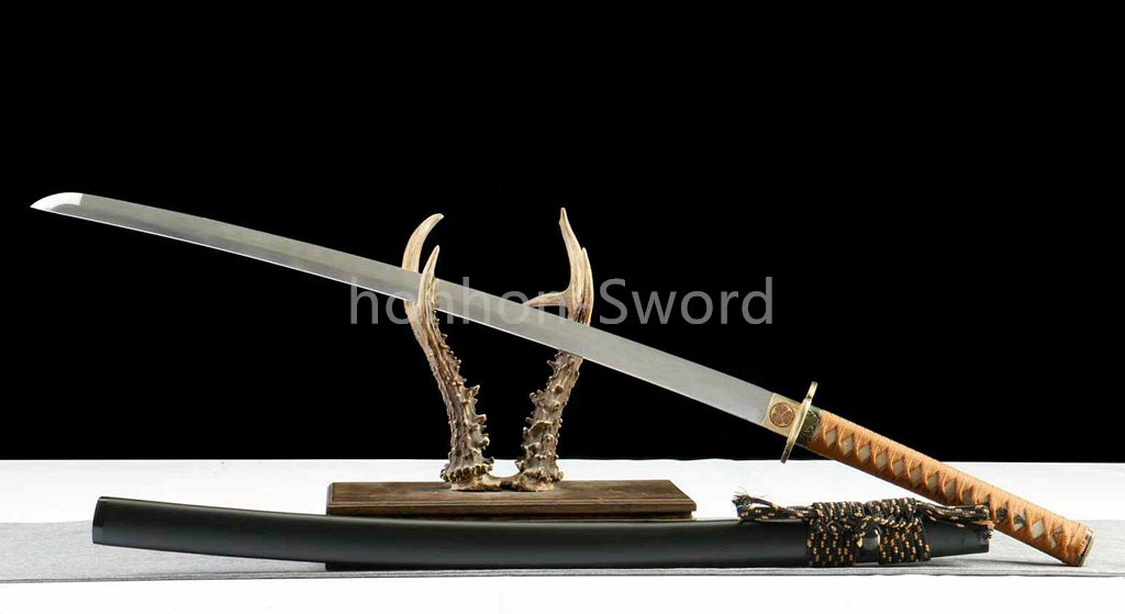 1095 Kohlenstoffstahl Katana Blaue Klinge Japanisches Samurai-Schwert Full Tang Schwarz 