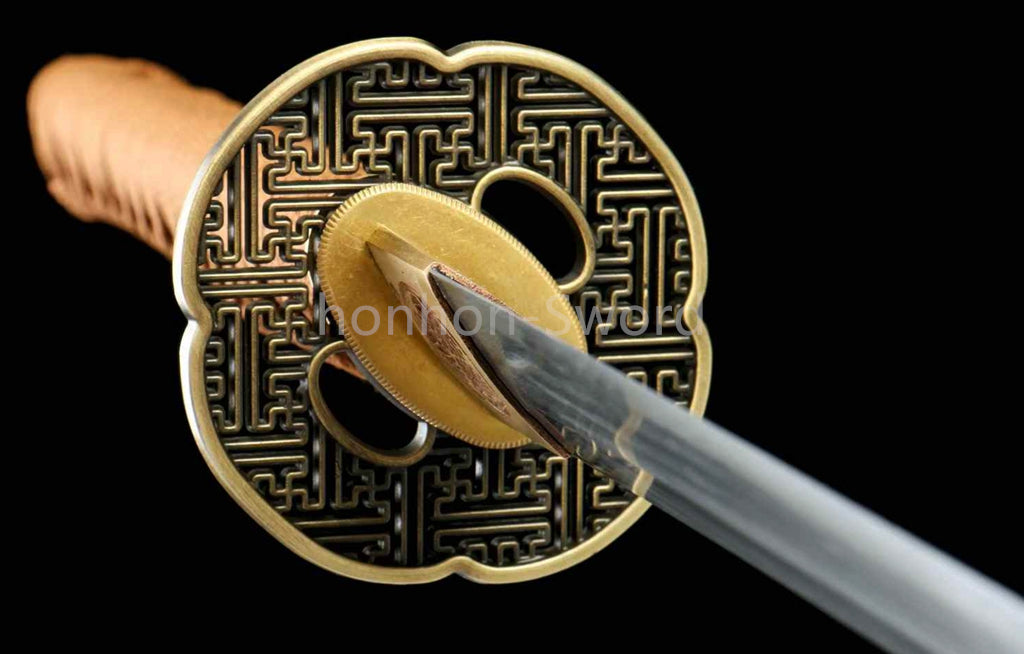 1095 Kohlenstoffstahl Katana Blaue Klinge Japanisches Samurai-Schwert Full Tang Schwarz 