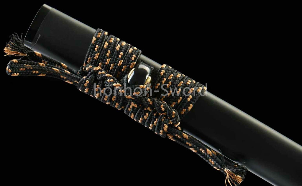 1095 Kohlenstoffstahl Katana Blaue Klinge Japanisches Samurai-Schwert Full Tang Schwarz 