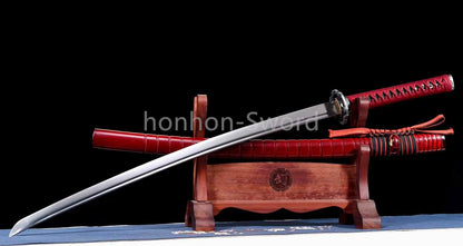 Japanese Katana 1095 High Carbon Steel Samurai Sword Full Tang Red For Battle