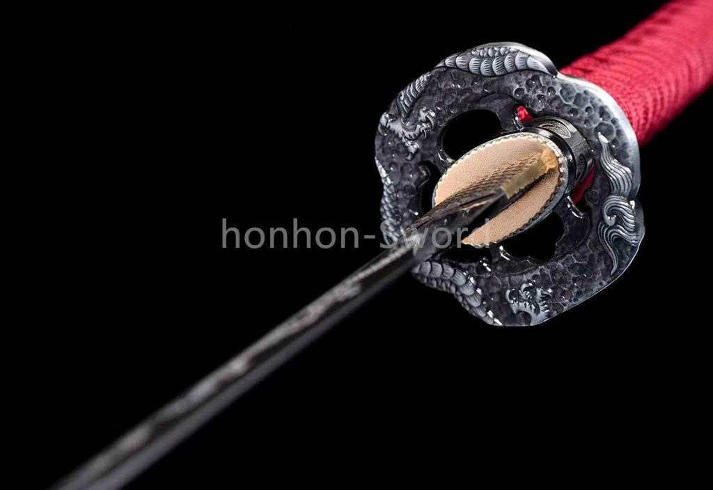 Japanese Katana 1095 High Carbon Steel Samurai Sword Full Tang Red For Battle