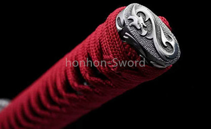 Japanese Katana 1095 High Carbon Steel Samurai Sword Full Tang Red For Battle