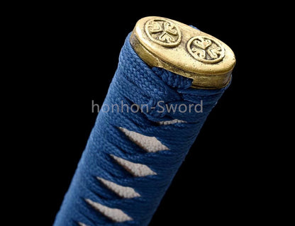 Japanese Katana 1095 High Carbon Steel Blue Blade Samurai Sword Full Tang Battle