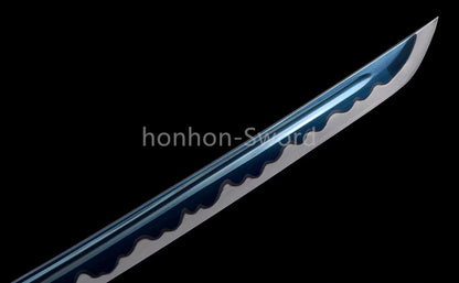 Japanese Katana 1095 High Carbon Steel Blue Blade Samurai Sword Full Tang Battle